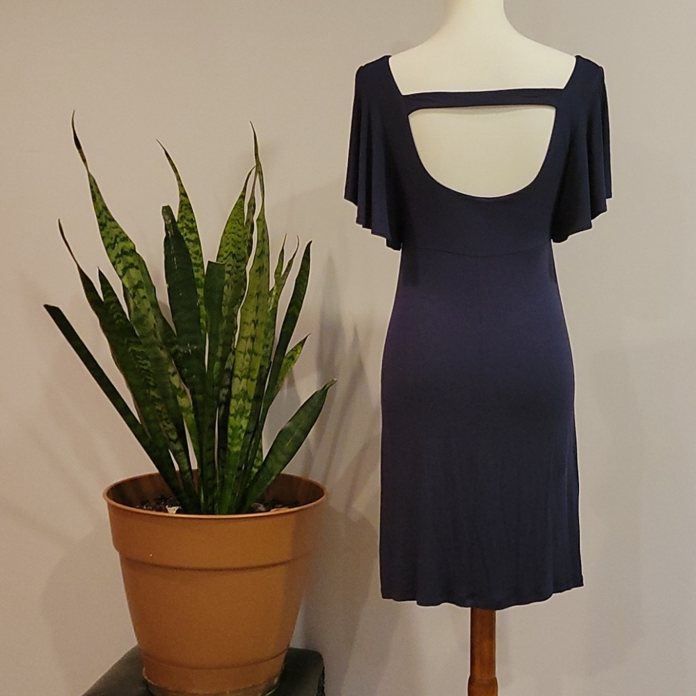 Navy Open Back Dress - Picture 2 of 3